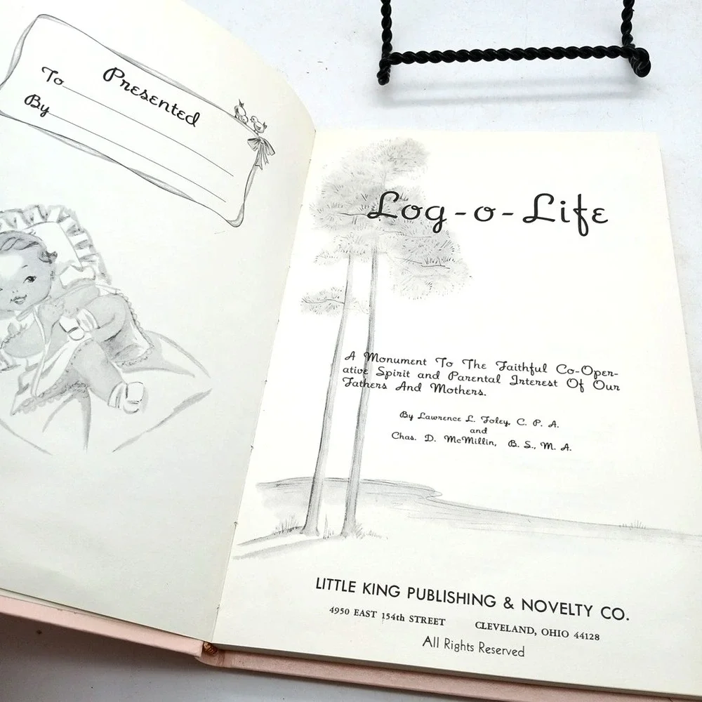 Vintage Log O'Life Album‎ Nursery Book Baby to Adult 1946 Pink Original Box NOS